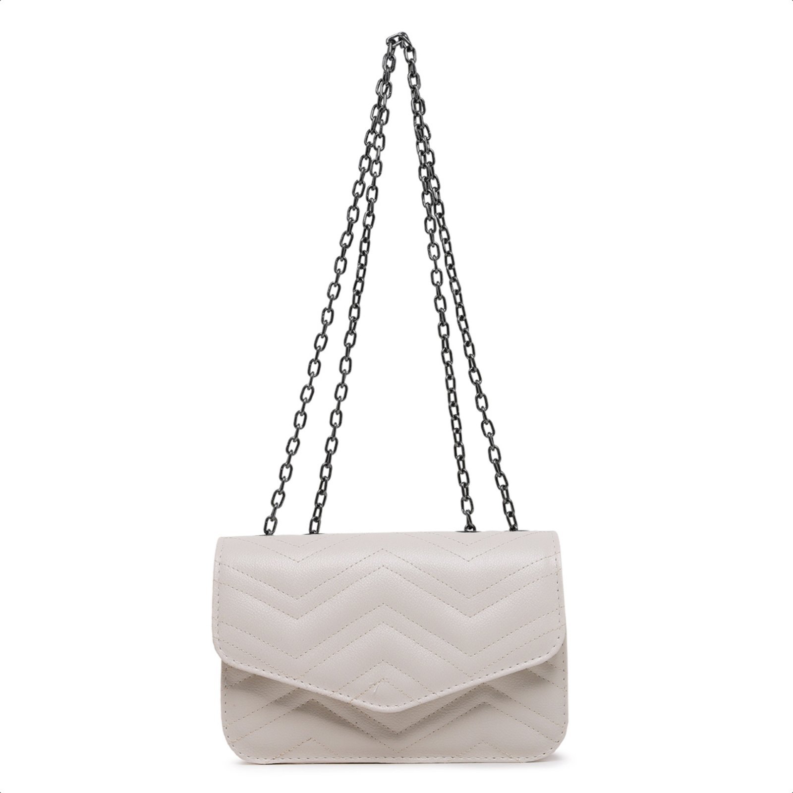 Vista 3 Bolsa Feminina Clutch De Ombro De Mao Alça Corrente Carmelo Shoes Casamento Festa Madrinha Pequena bege CARMELO SHOES bege