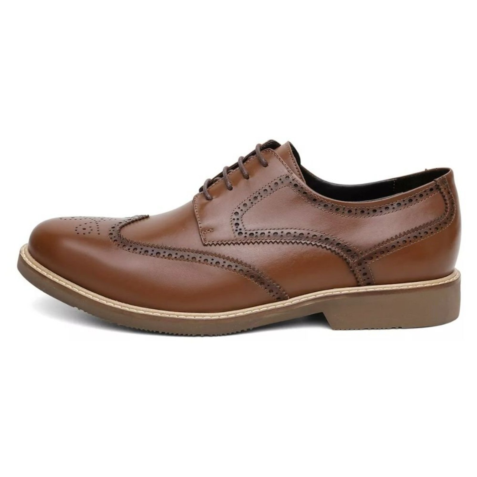 Sapato Social Masculino Tamanho Especial Derby Brogue em Couro Whisky