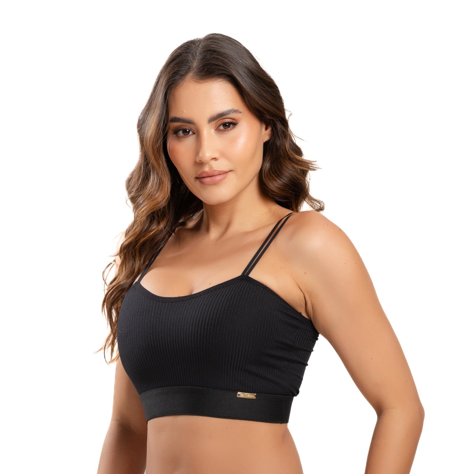 Sutiã IMI Lingerie Cropped Top Algodão Conforto Marina Preto