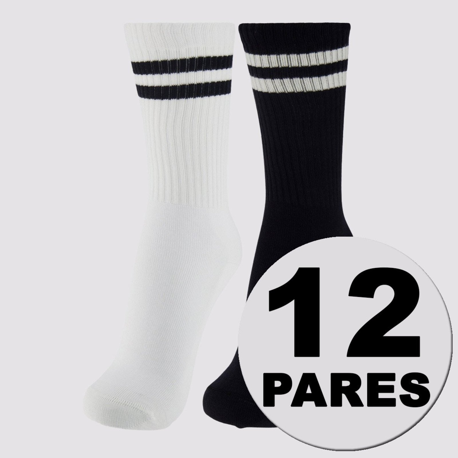 Kit de 12 Meias Lupo Sport Algodão Cano Alto Preta e Branca