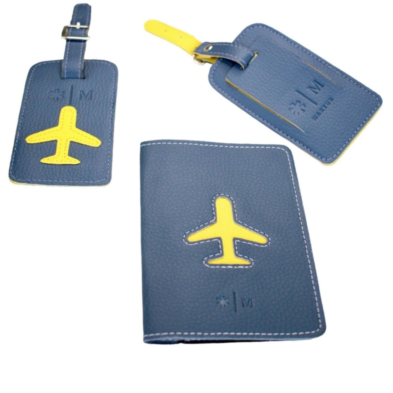 Vista 3 Kit Viagem com 2 Tag de Mala e 1 Porta Passaporte Maktub cor MAKTUB STYLE cinza MAKTUB STYLE cinza