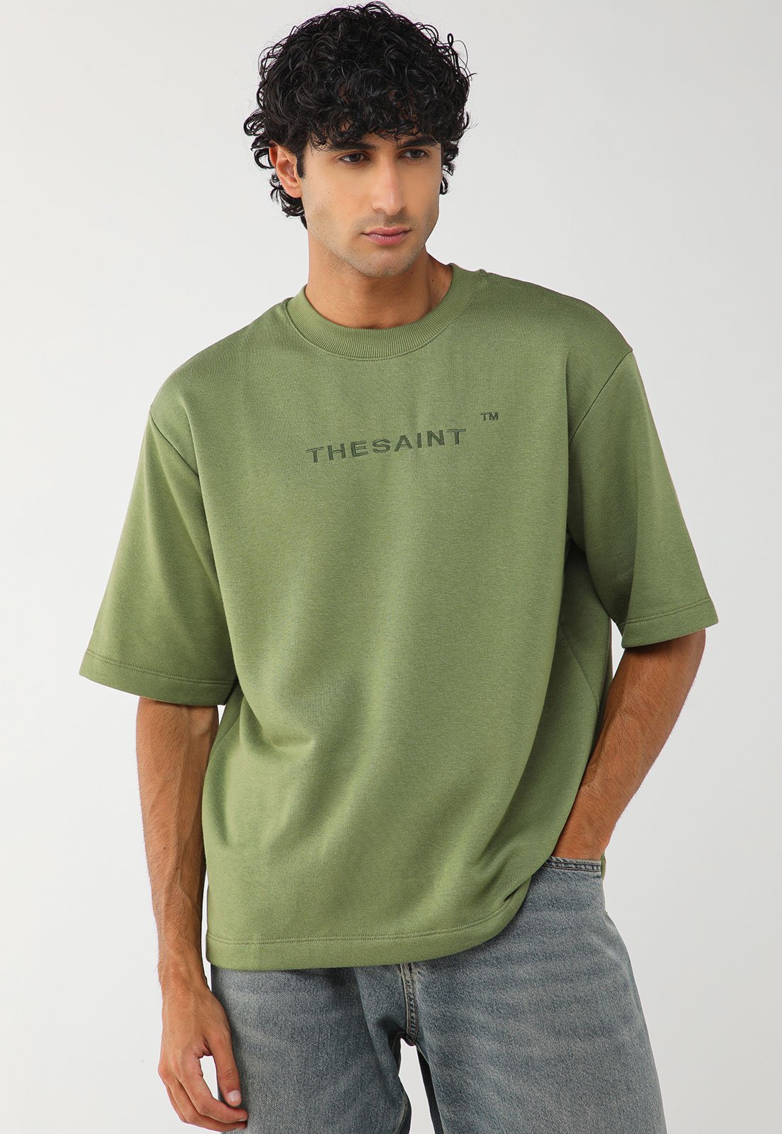 Camiseta Masculina THESAINT Logo Bordado Verde