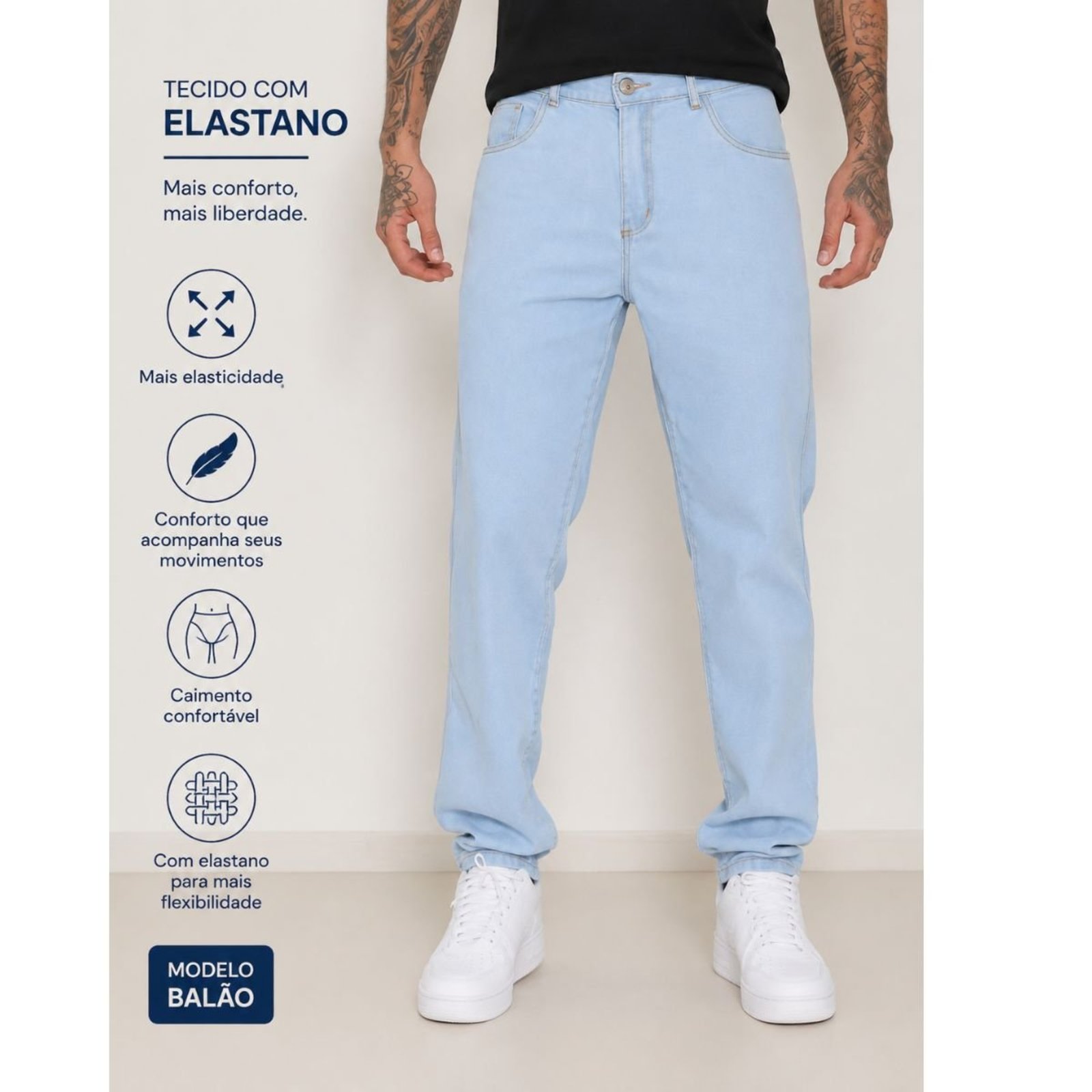 Calça Alleppo Jeans Balão Masculina Azul Clara
