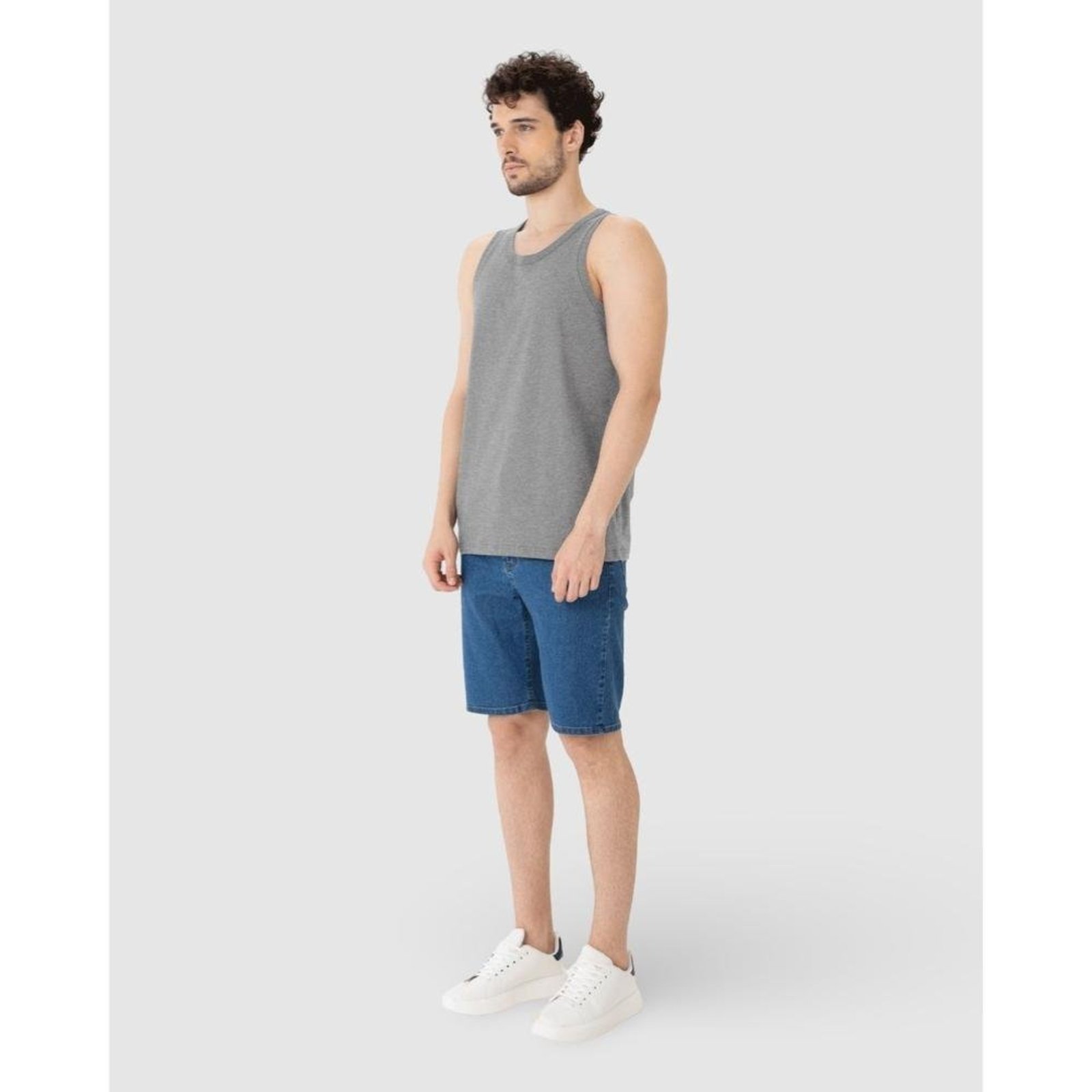 Vista 3 Regata Básica Masculina Decote Redondo Em Algodão Malwee cinza Malwee cinza
