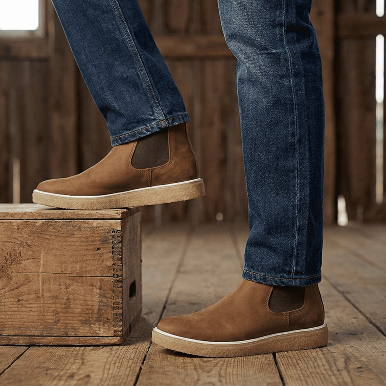 Bota Masculina Chelsea Moscow Couro Legítimo Costura Reforçada Sola Crepe Macia Terra