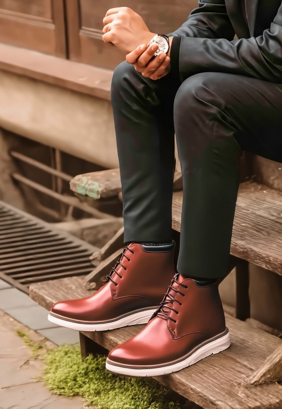 Bota Casual Masculina Couro Oxford Conforto Clube do Sapato de Franca DFT Ohio Whisky