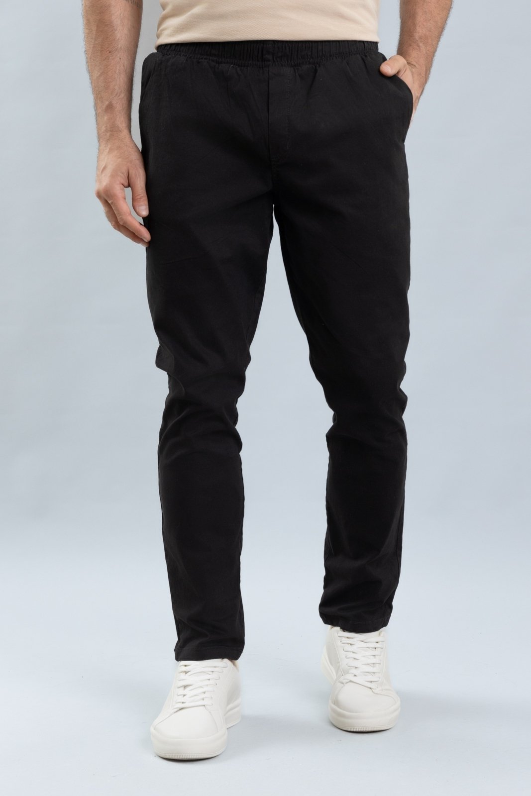 Calça de Sarja Masculina Slim Fit Jogger com Elástico Dialogo Preto