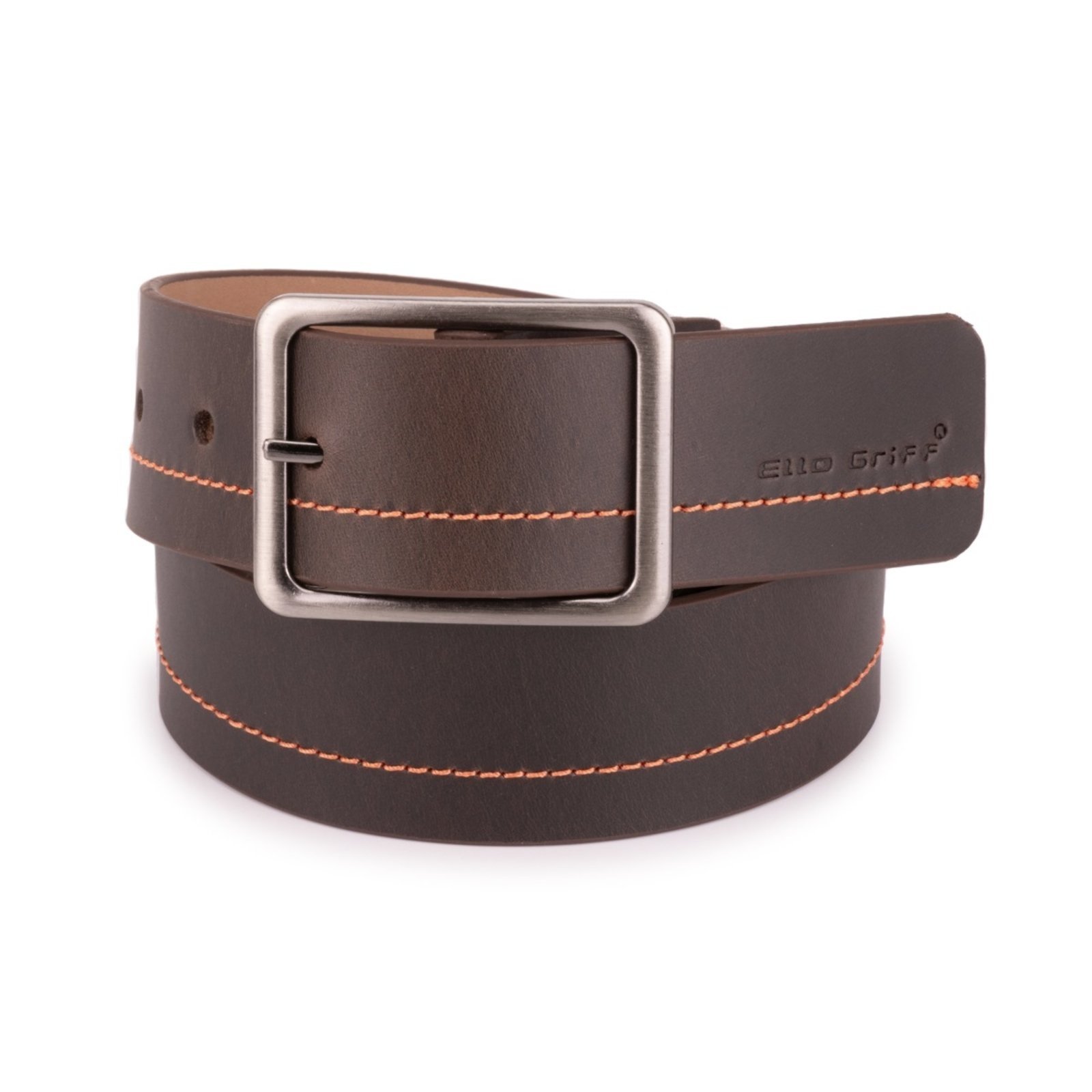 Cinta Cinto Masculino Casual Ajuste Fino Versátil Couro Legitimo Ello Griff Marrom-escuro
