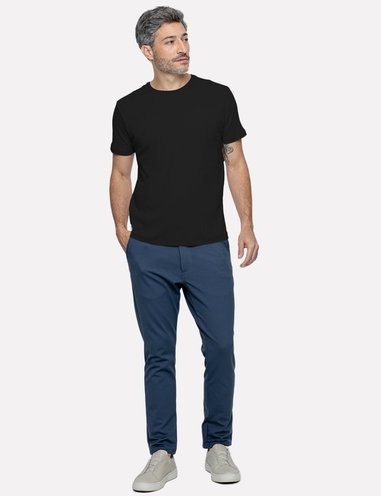 Camiseta K&J Black Masculina Slim Premium Suedine Egípcio Preta