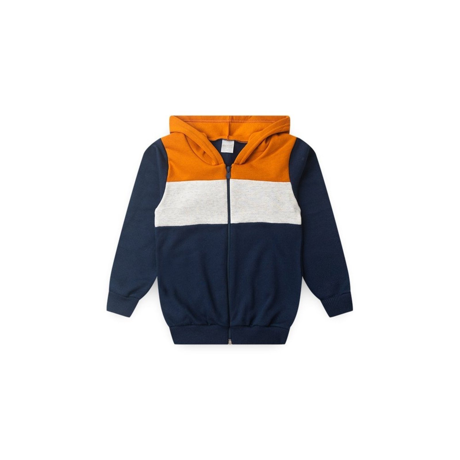 Infantil – Jaqueta Inverno Menino Marinho Com Capuz em Moletom com Recortes