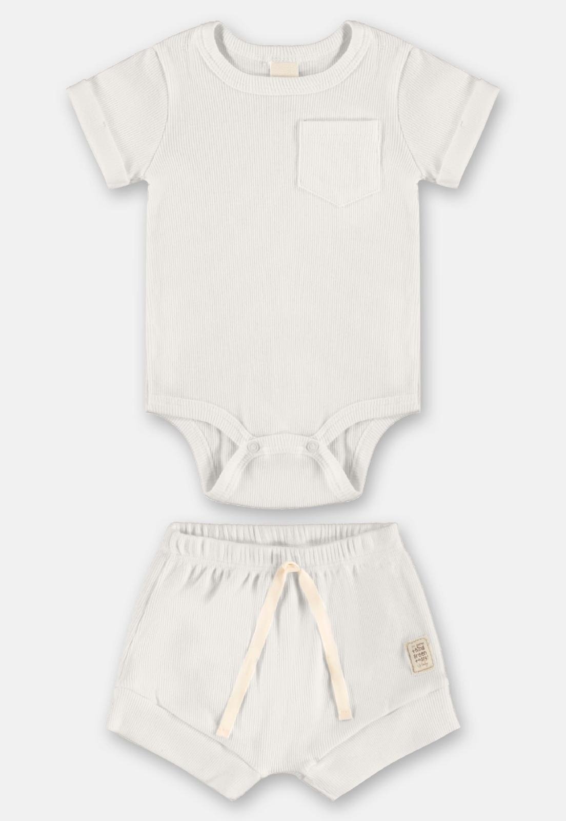Infantil - Conjunto Body Short Ribana Nature Up Baby Marrom