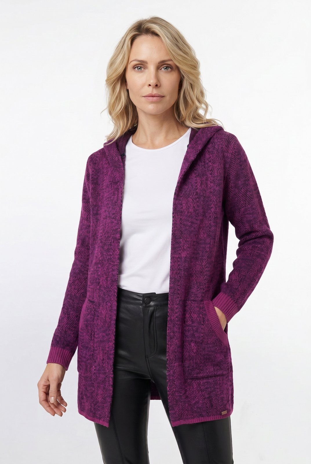 Casaco Enluaze Feminino De Malha Com Bolso E Capuz 60015 – Pink/Preto