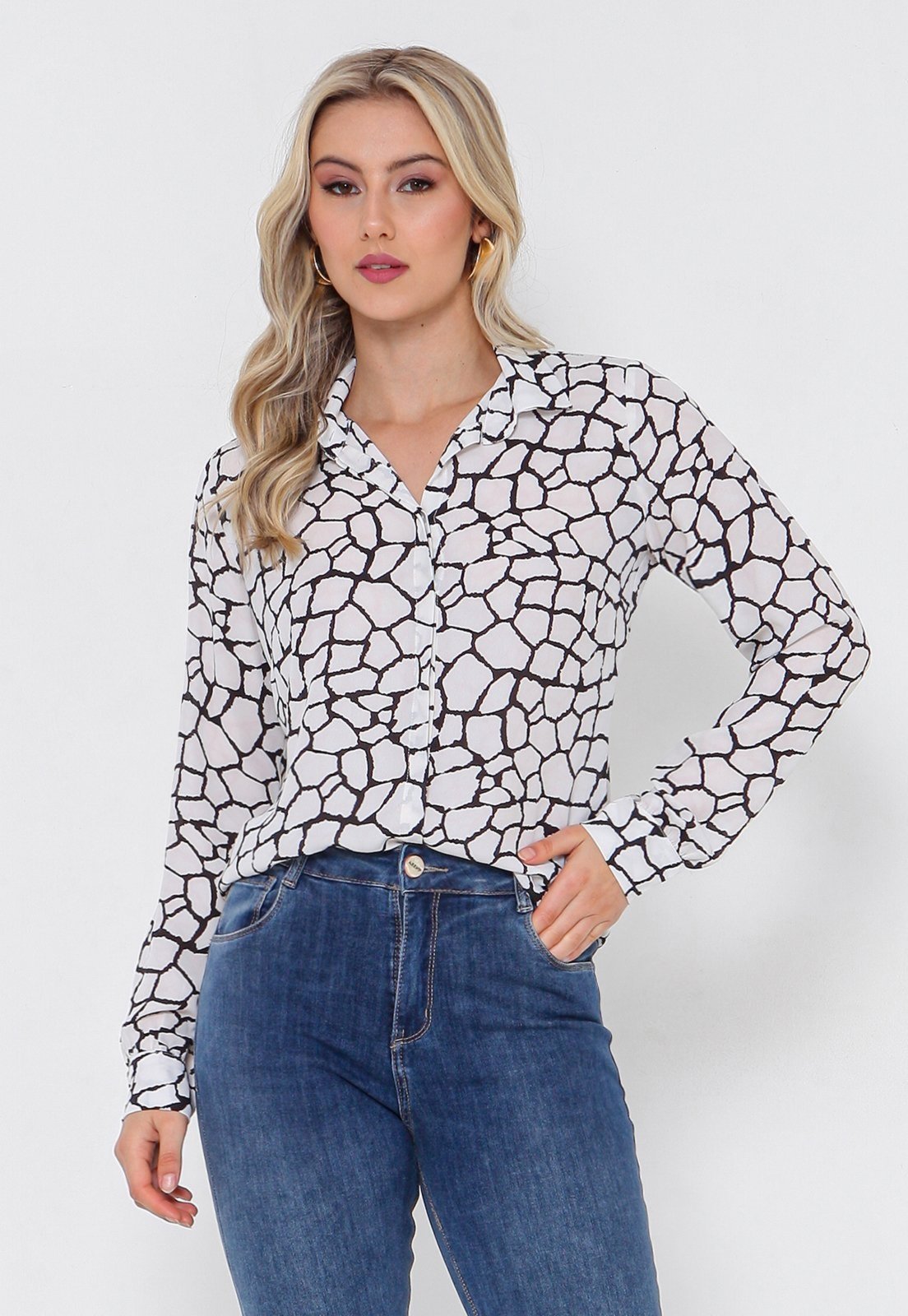 Camisa Intens Manga Longa Crepe Estampado