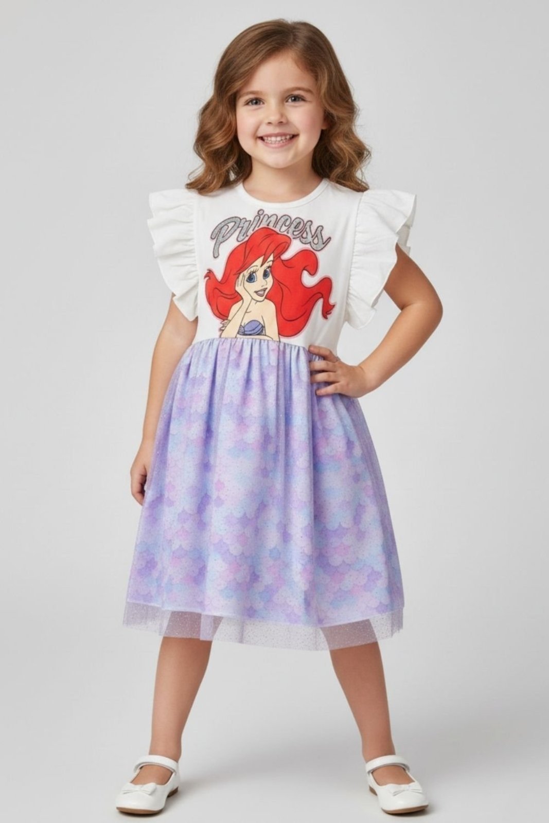 Infantil – Vestido Disney Feminino Ariel – Off White