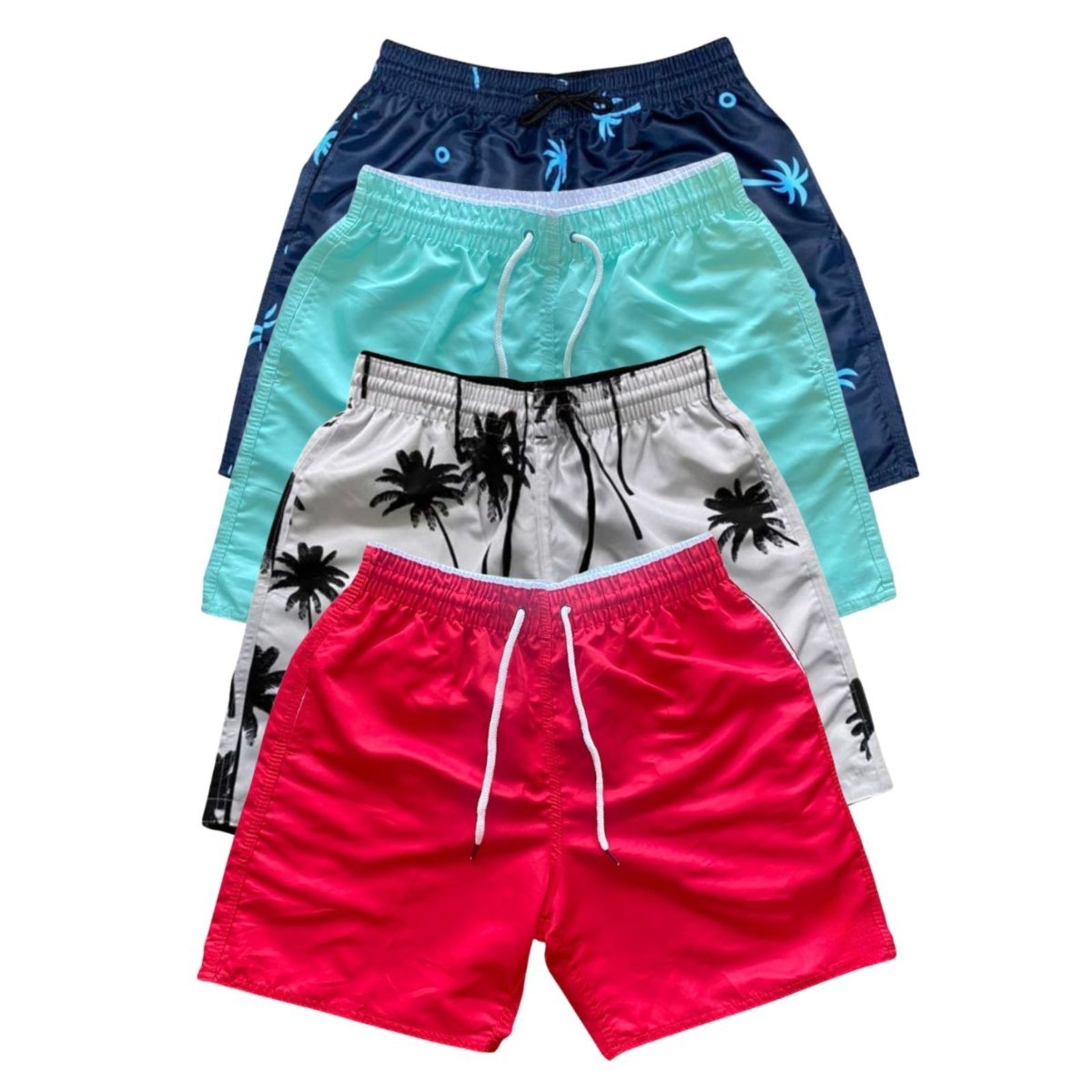 Kit 4 Bermudas Tactel Moda Praia Masculina Com Bolsos11