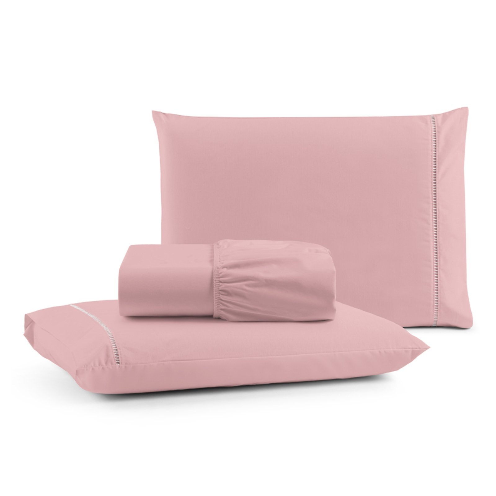 Jogo Cama Lençol Casa Scarpa Bali King Percal 180 Fios Algodão Ponto Palito 3 Peças - Rosa