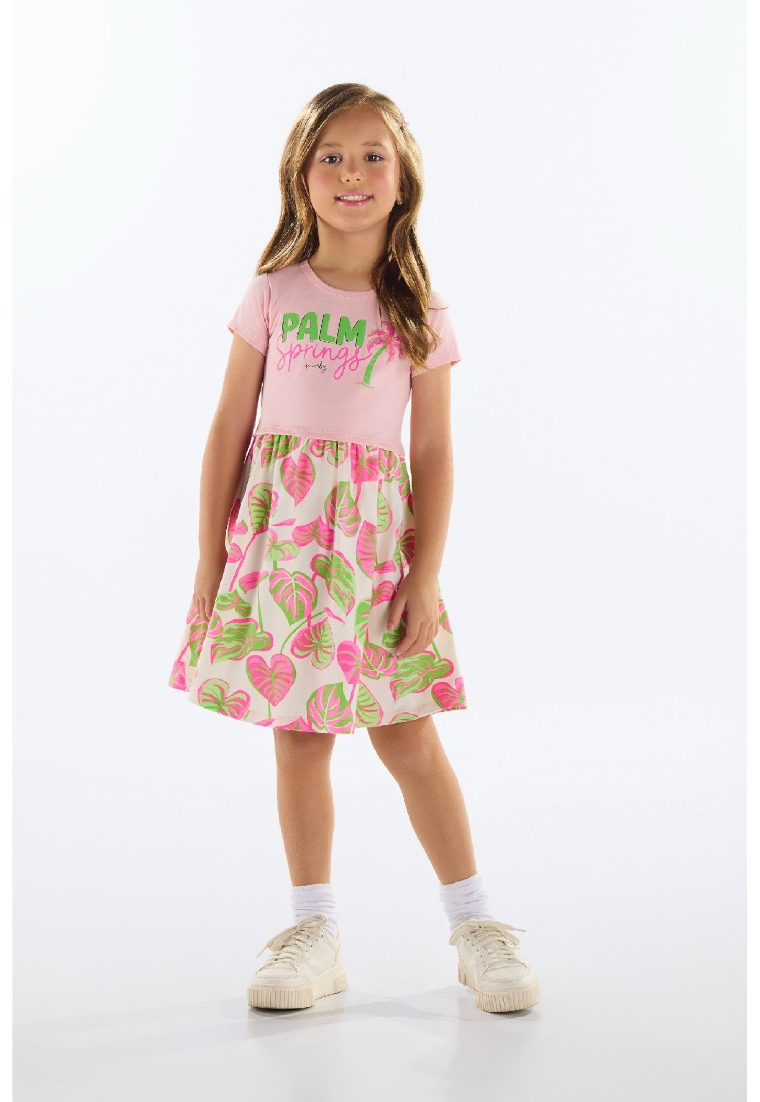Infantil - Vestido Estampado em Cotton Quimby Rosa