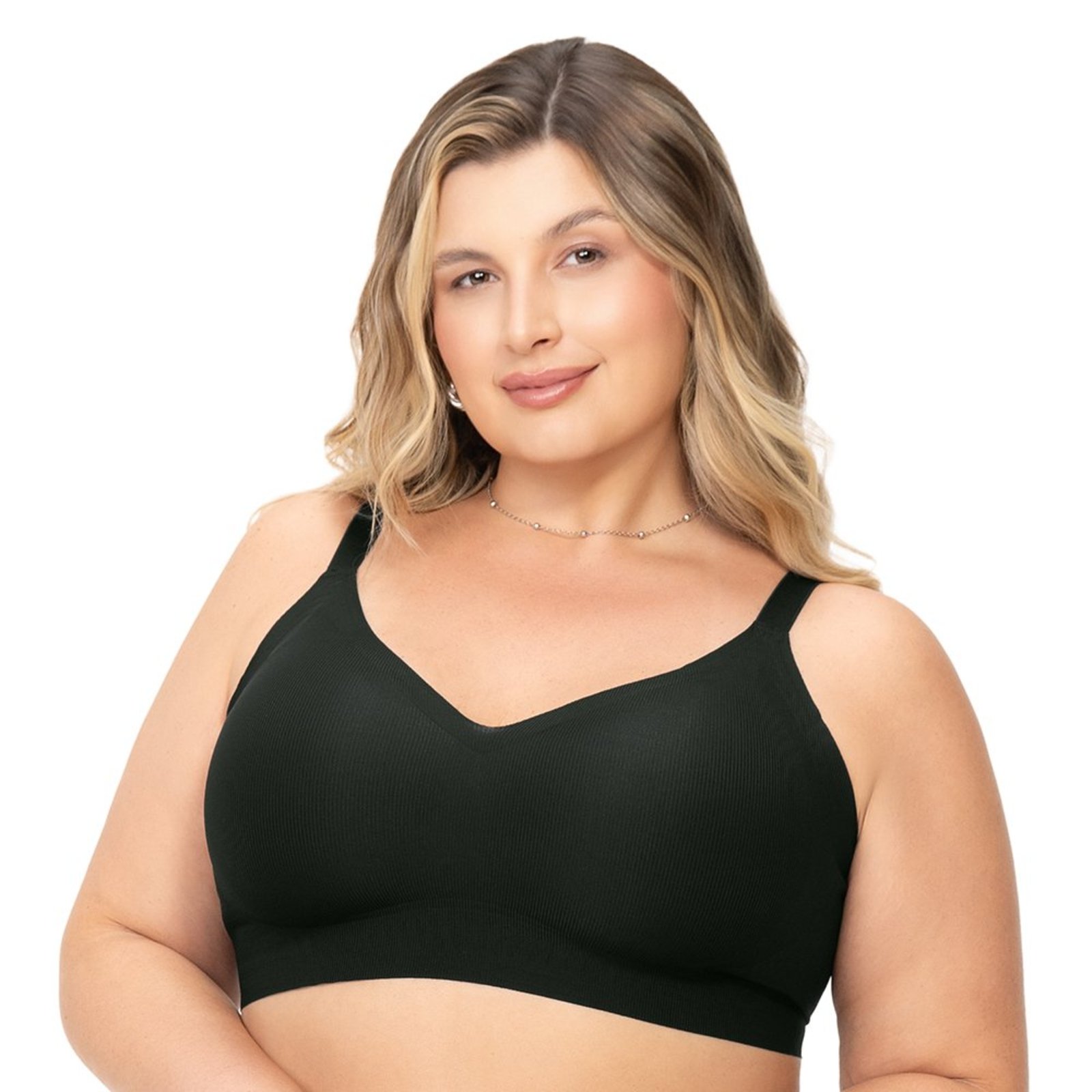 Sutiã Laser Plus Size Termofusionado Reforçado Alças Largas Bojo Fixo Preto
