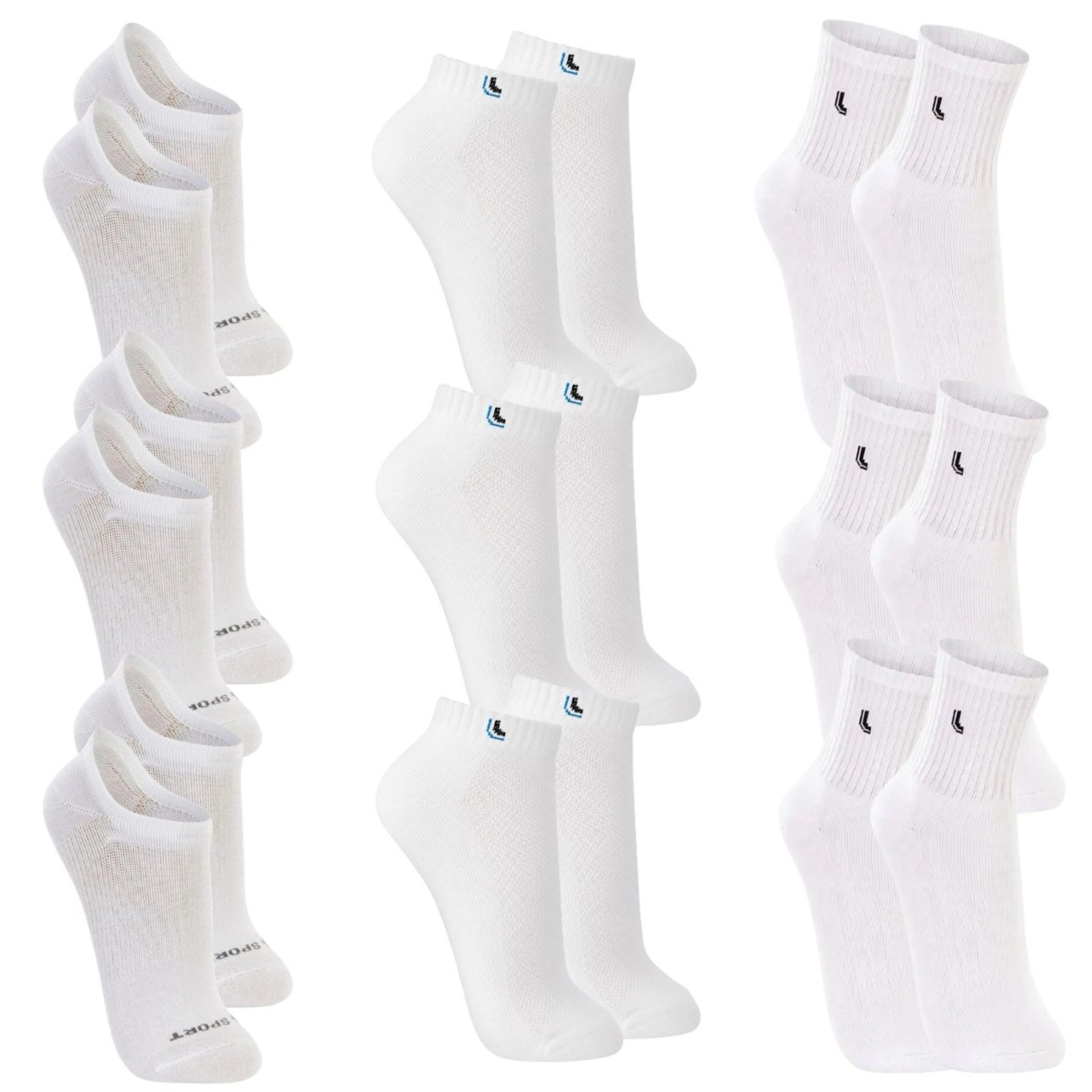 Kit 9 Pares Meias Lupo Cano Curto/Medio e Sapatilha Invisível Algodão Respiravel