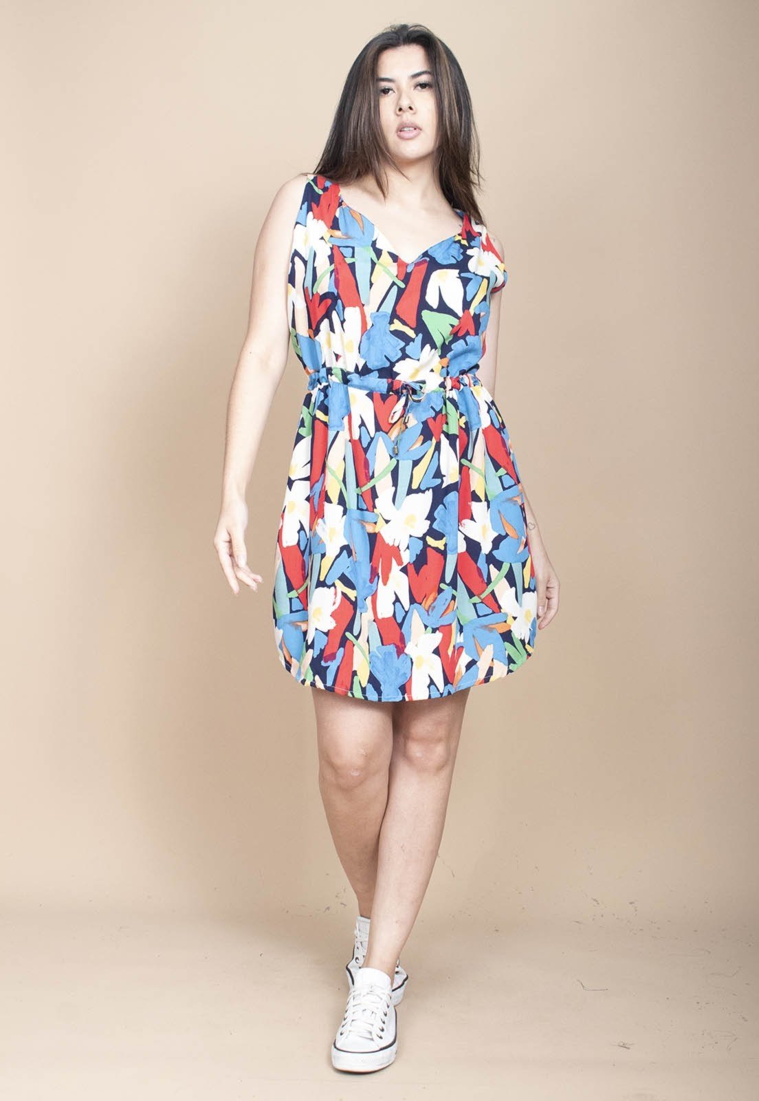 Vestido Cabanafree Plano Curto Estampa Floresce
