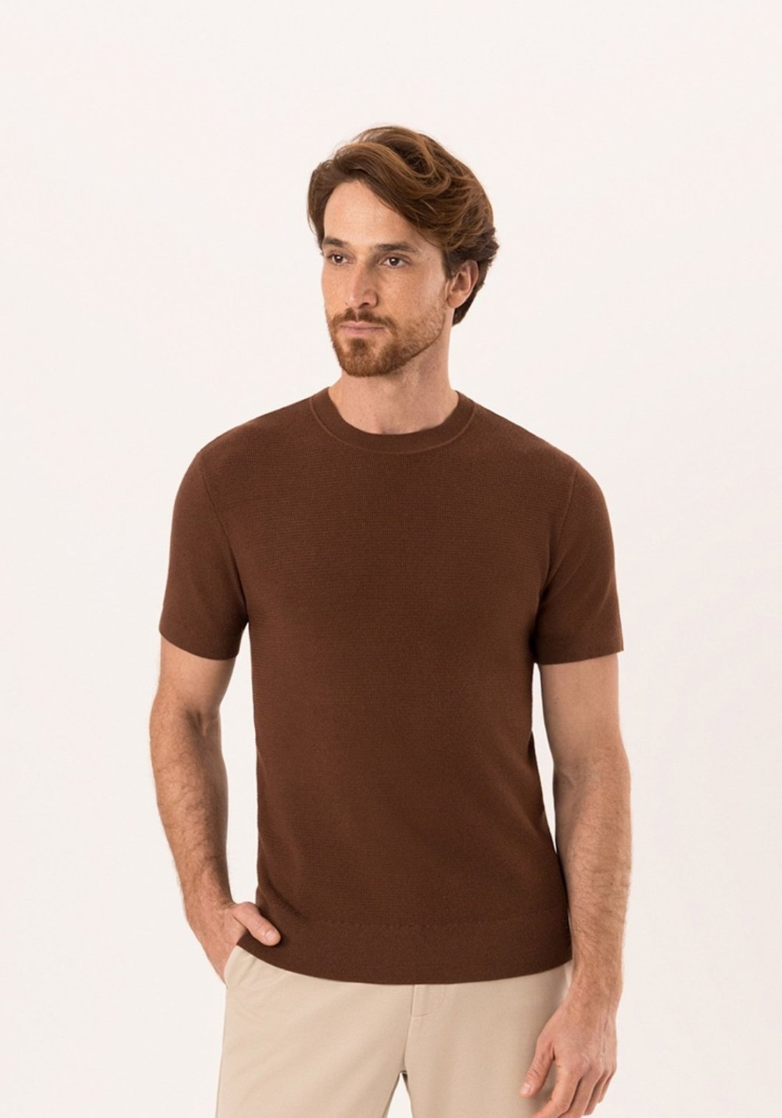 Camiseta De Mangas Curtas Em Tricô