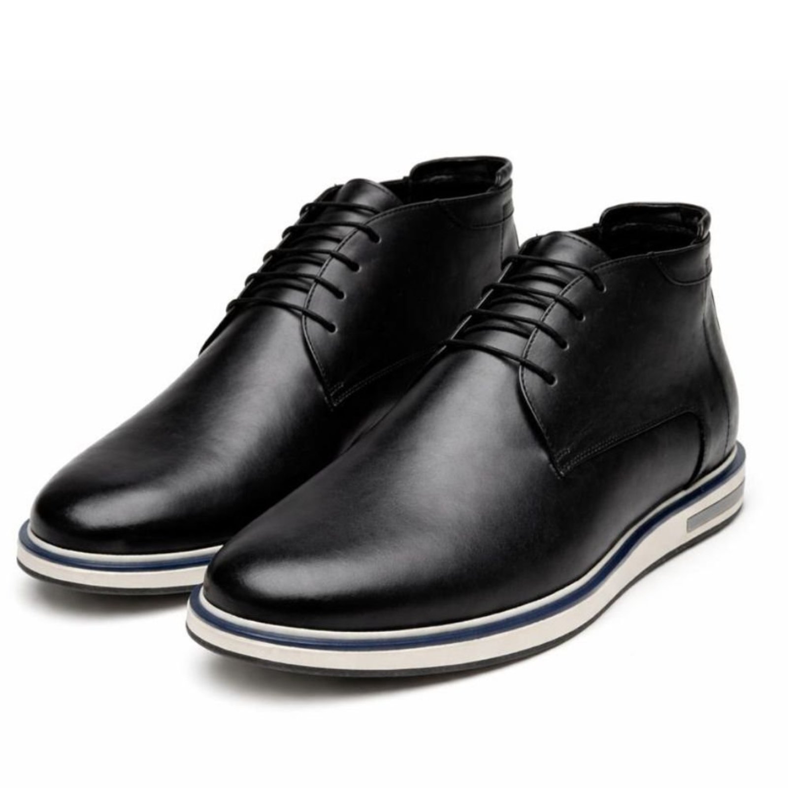 Sapato Masculino Em Couro Anna Andrade Mocassim Cano Baixo Bota Conforto Dia a Dia Preto