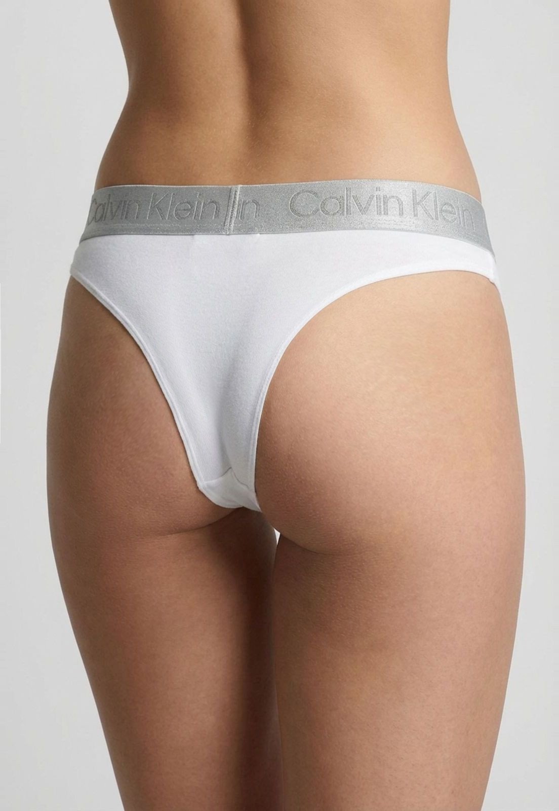 Vista 3 Calcinha Tanga Feminina Calvin Klein Underwear Pima Cotton Branca branco Calvin Klein Underwear branco