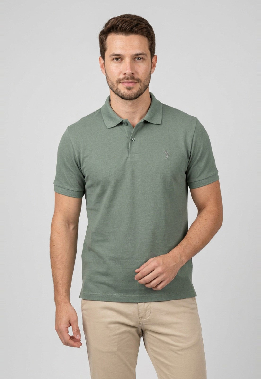 Polo Masculina Aleatory Gola Clássica Verde