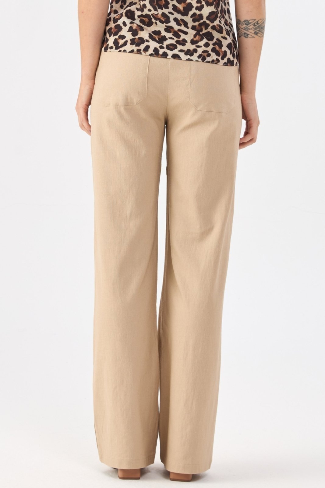 Calça PKS Alfaiataria Wide Leg Linho Bege