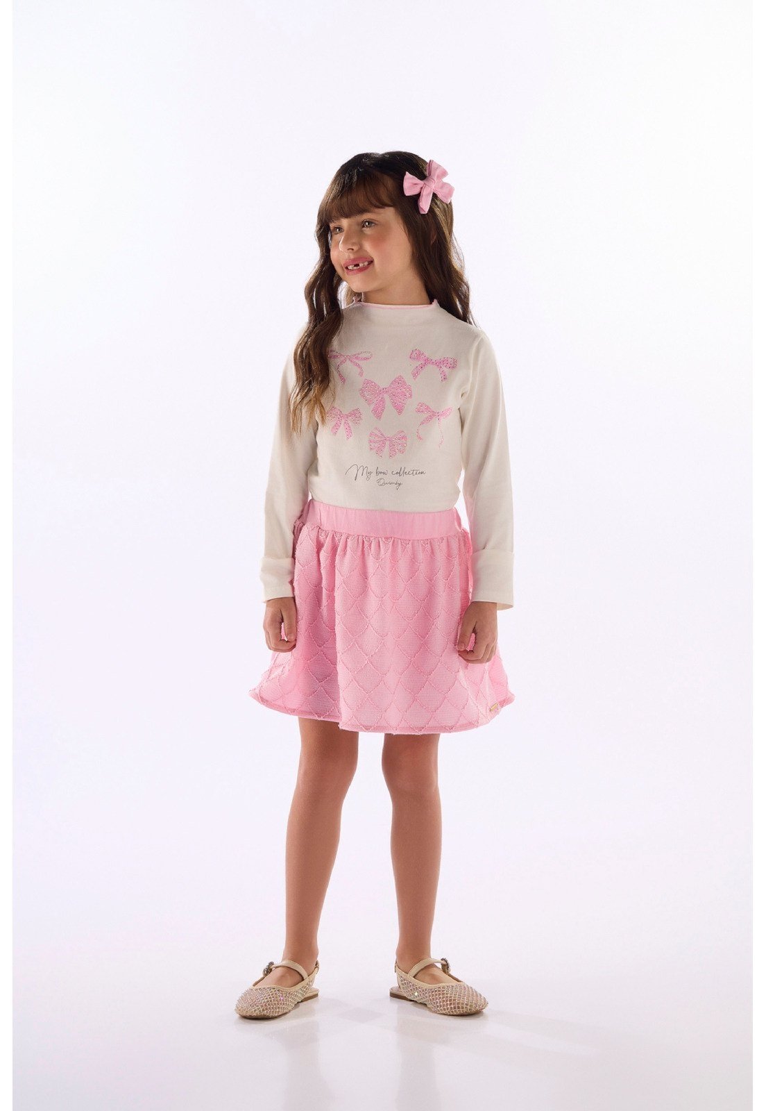 Infantil - Conjunto Blusa Saia-Short Quimby Branco