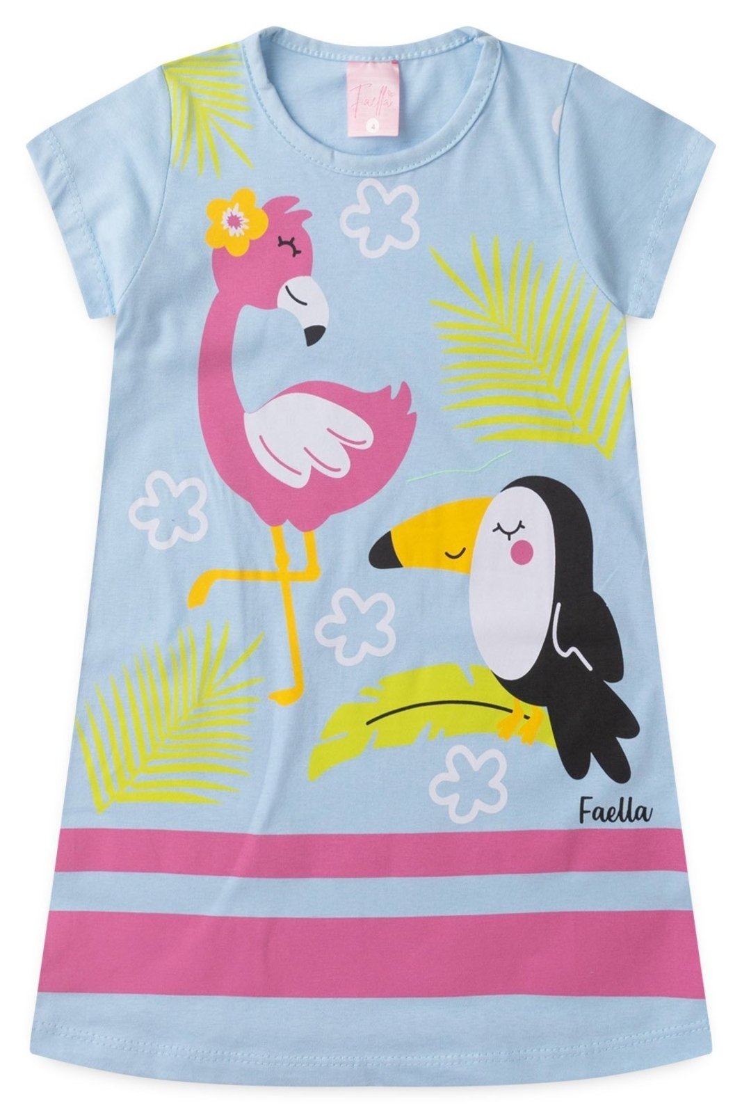 Infantil – Vestido Verão Feminino Flamingo Mega – Azul