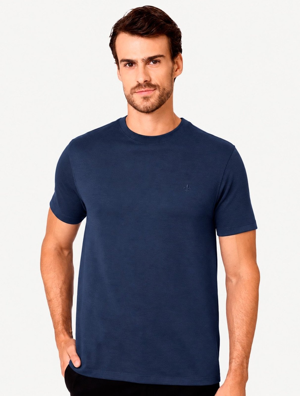 Camiseta Dudalina Masculina Regular Binada Friso Azul Marinho