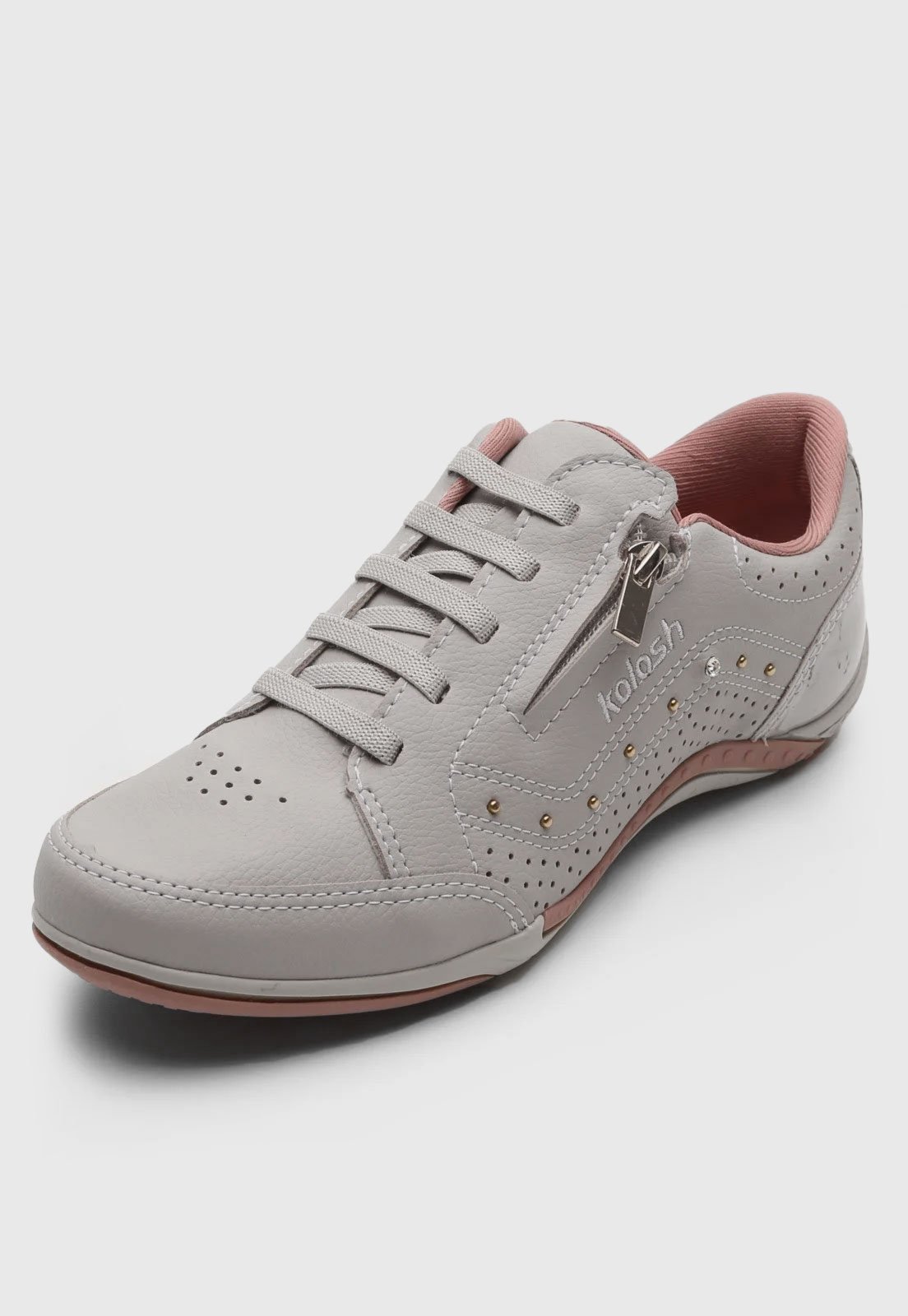 Vista 3 Tênis Kolosh Zíper e Strass Off-White bege white Kolosh bege white