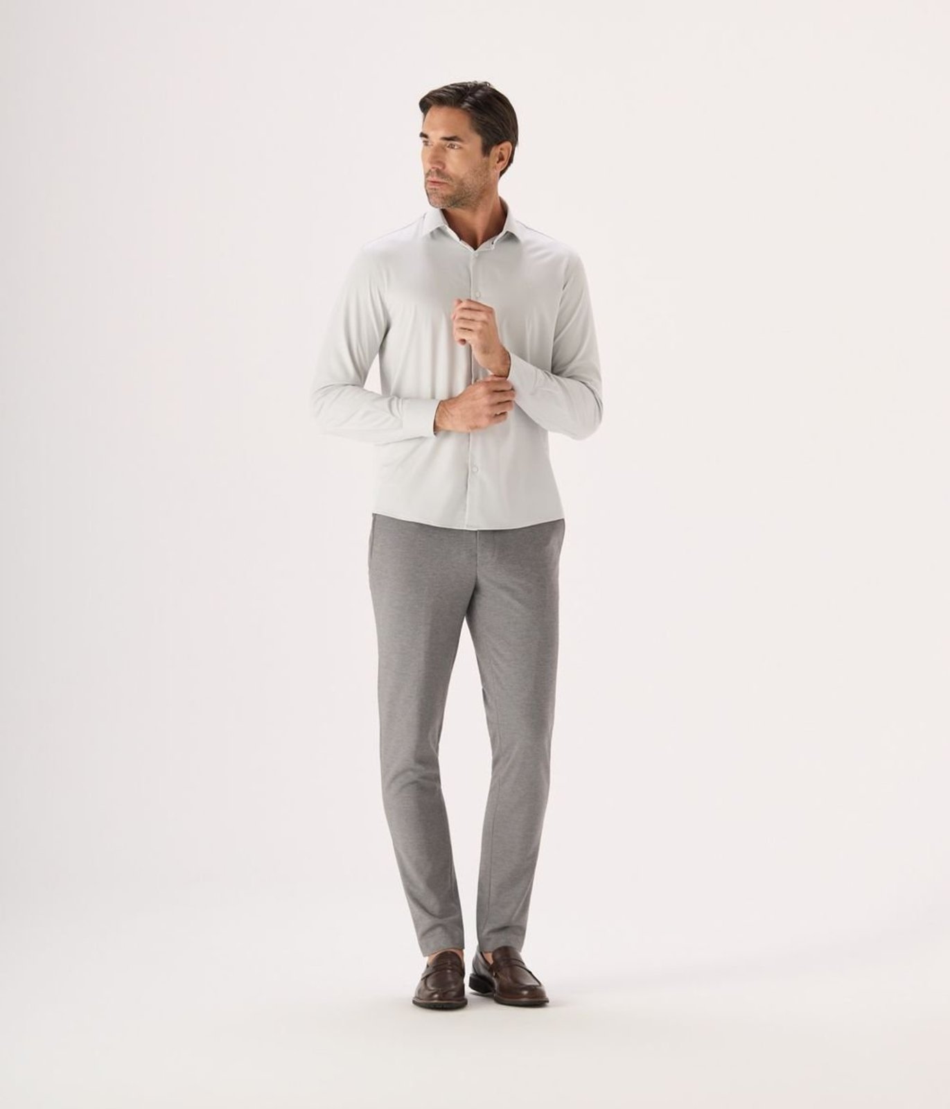 Calca Business Makenji Com Cos Ajustavel Masculina Cinza Mescla