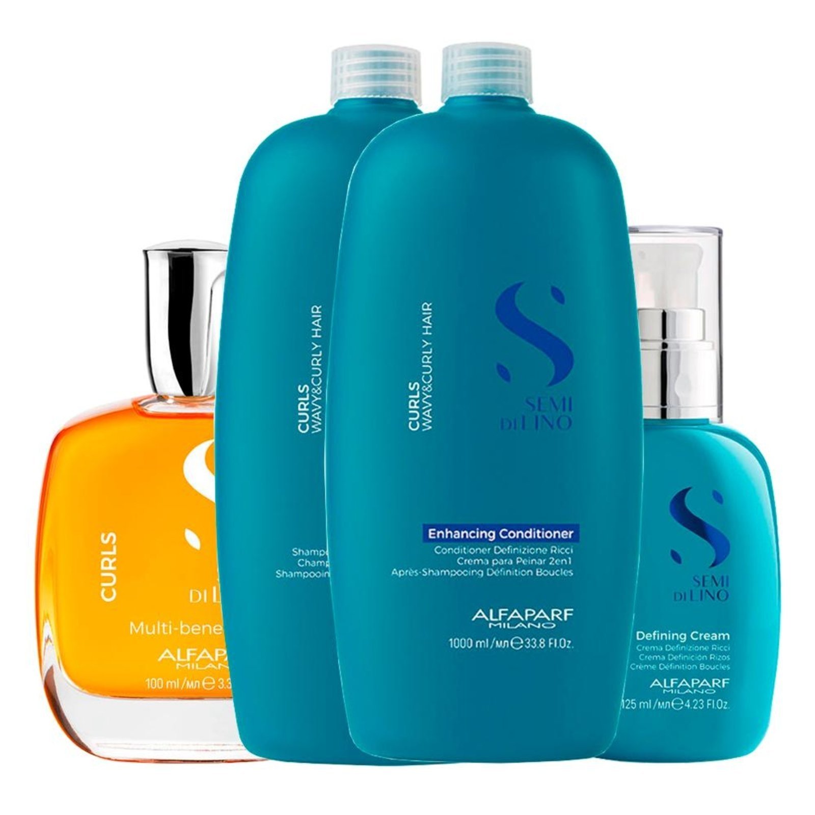 Alfaparf Semi Di Lino Curls Shampoo, Cond, Creme e Óleo
