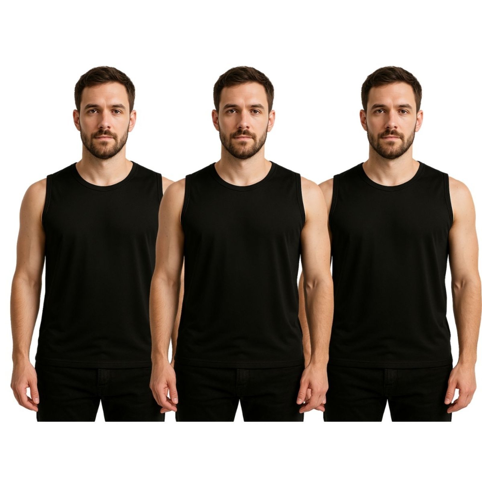 Kit 3 Camisetas Masculinas FMF Básicas Fitness Dry Fit Treino Academia Preto