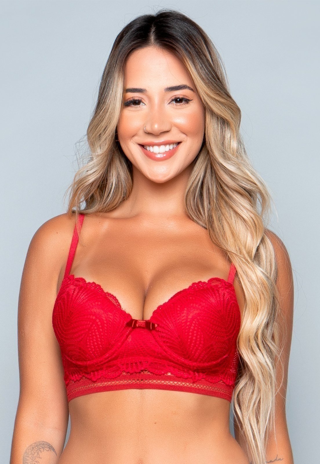 Sutiã Bella Fiore Modas Lingerie Com Bojo Renda E Elástico Vermelho