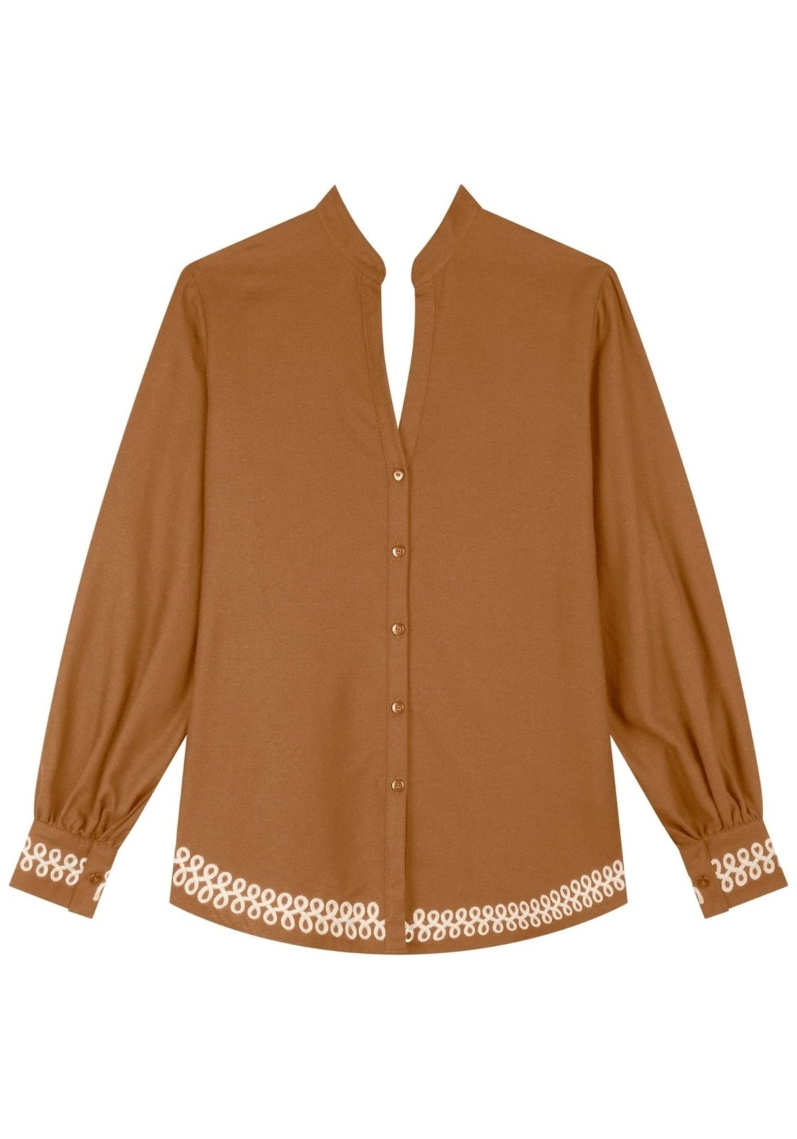 Vista 2 Camisa Alongada Com Mangas Amplas E Bordados Em Alto Relevo Lez a Lez marrom Lez a Lez marrom