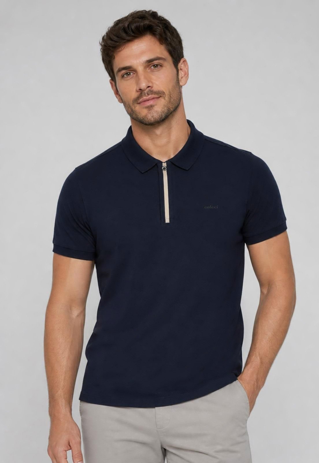 Camisa Polo Masculina Colcci Clássica Azul-marinho