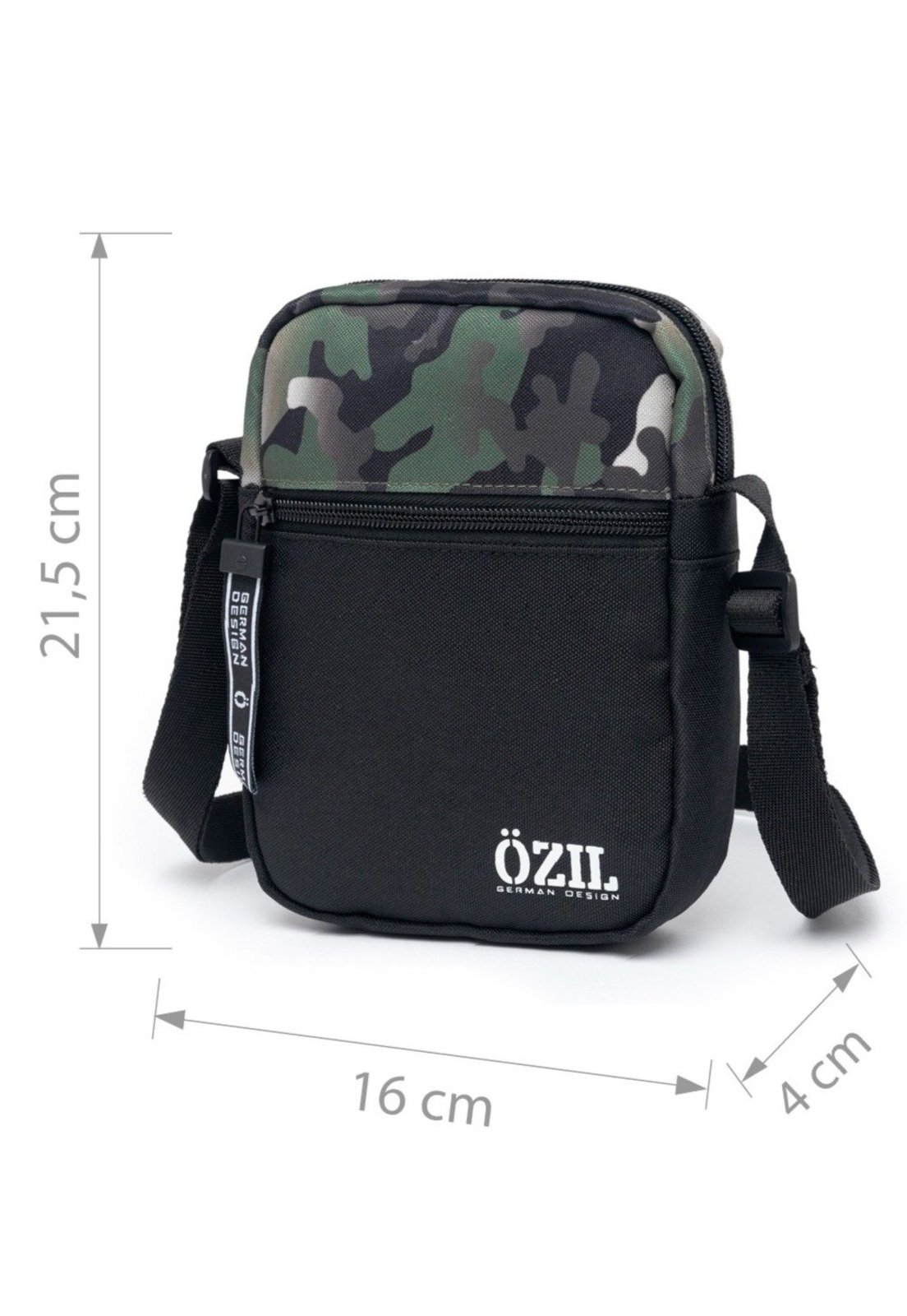 Vista 3 Shoulder Bag Militar Bolsa Transversal Casual Passeio Ozil preto Ozil preto