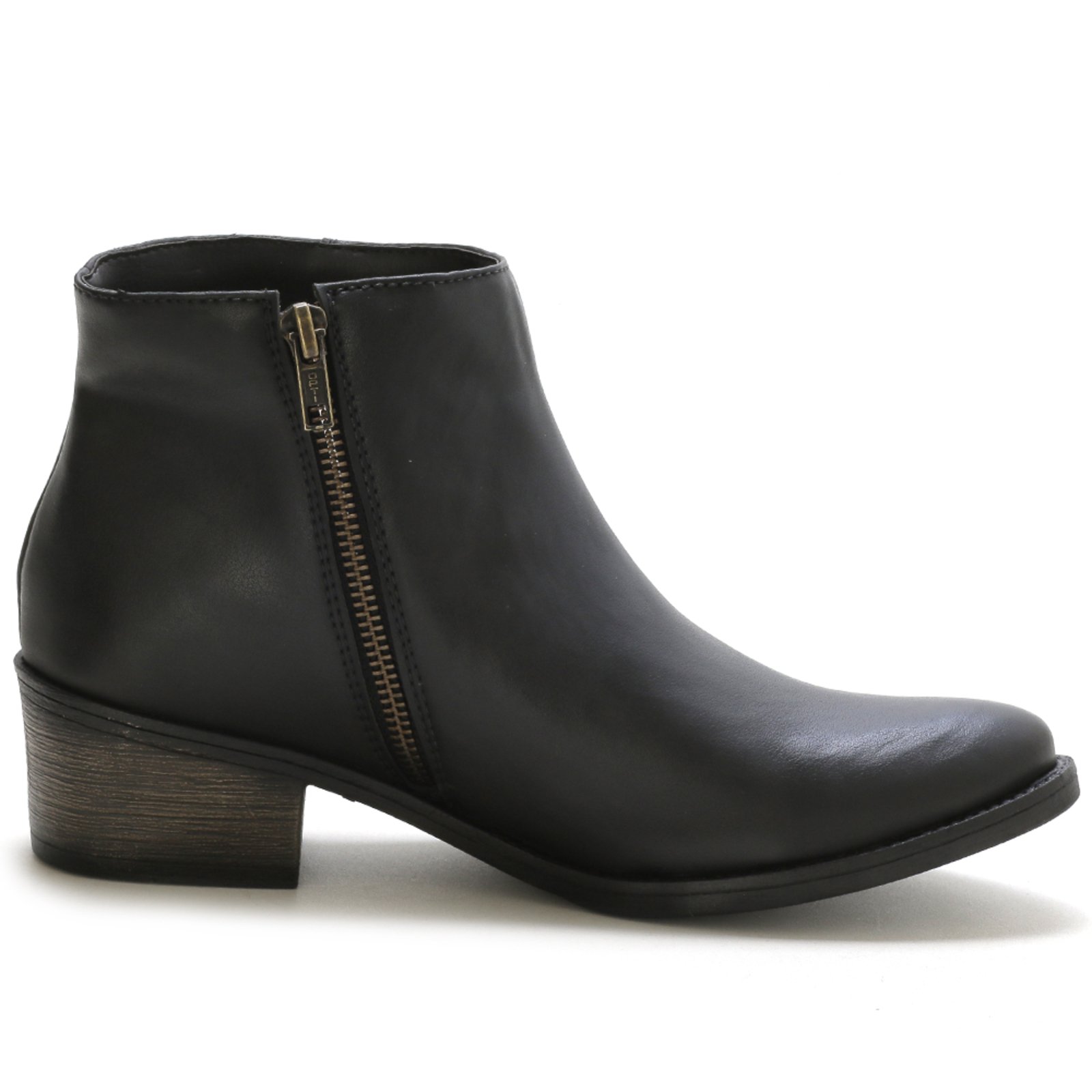 Bota Feminina Lavini Shoes Lisa Cano Curto Ziper Lateral Preto