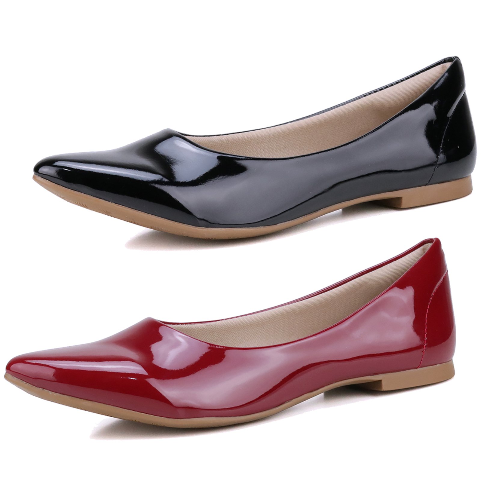 Kit 2 Pares de Sapatilha Mr Gutt Bico Fino Verniz Preto/Vermelho
