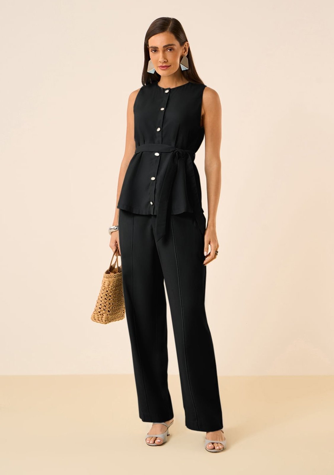 Calça Maria Valentina Reta Alta Preto