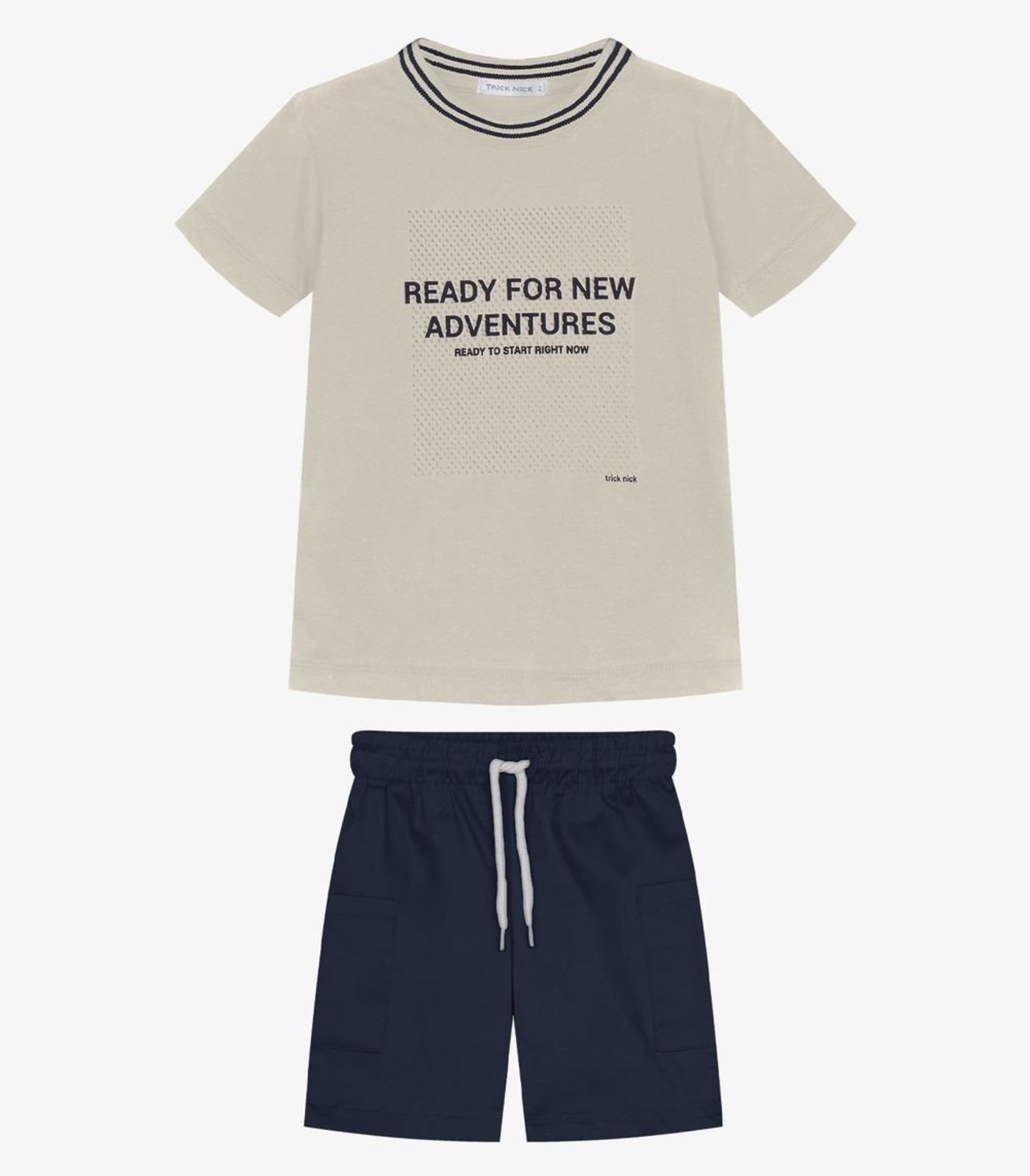 Infantil - Conjunto Camiseta Com Bermuda Trick Nick Bege