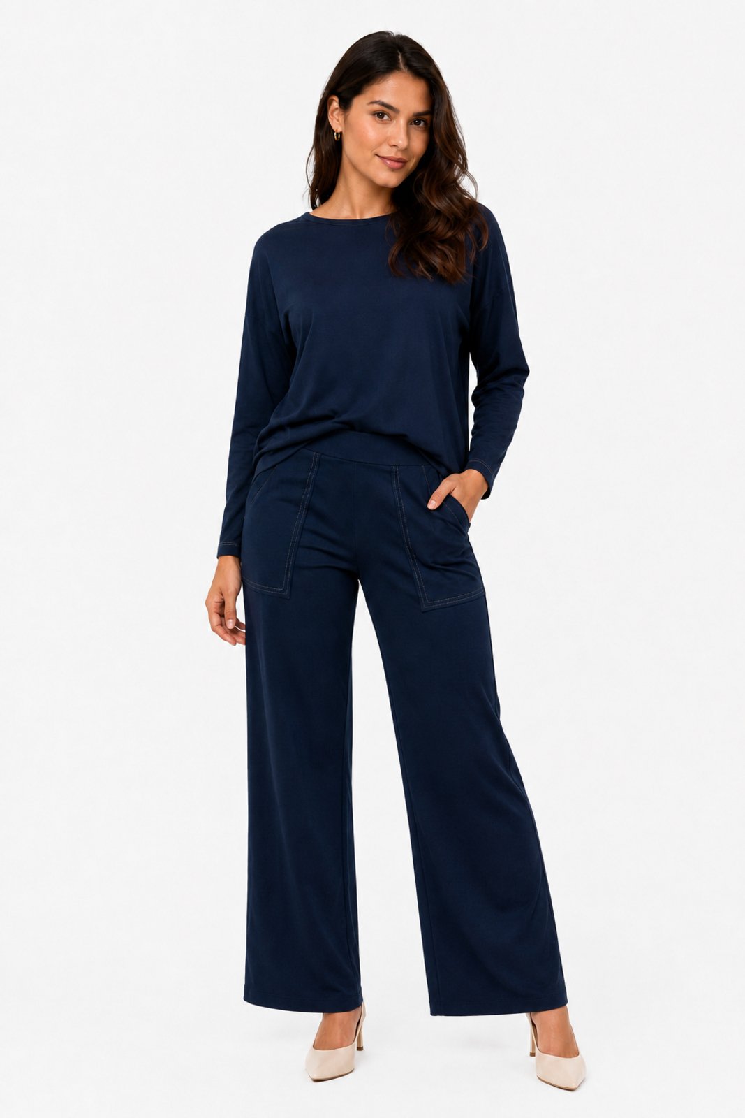 Conjunto Feminino D Bell Outlet Fashion Casual Azul Marinho