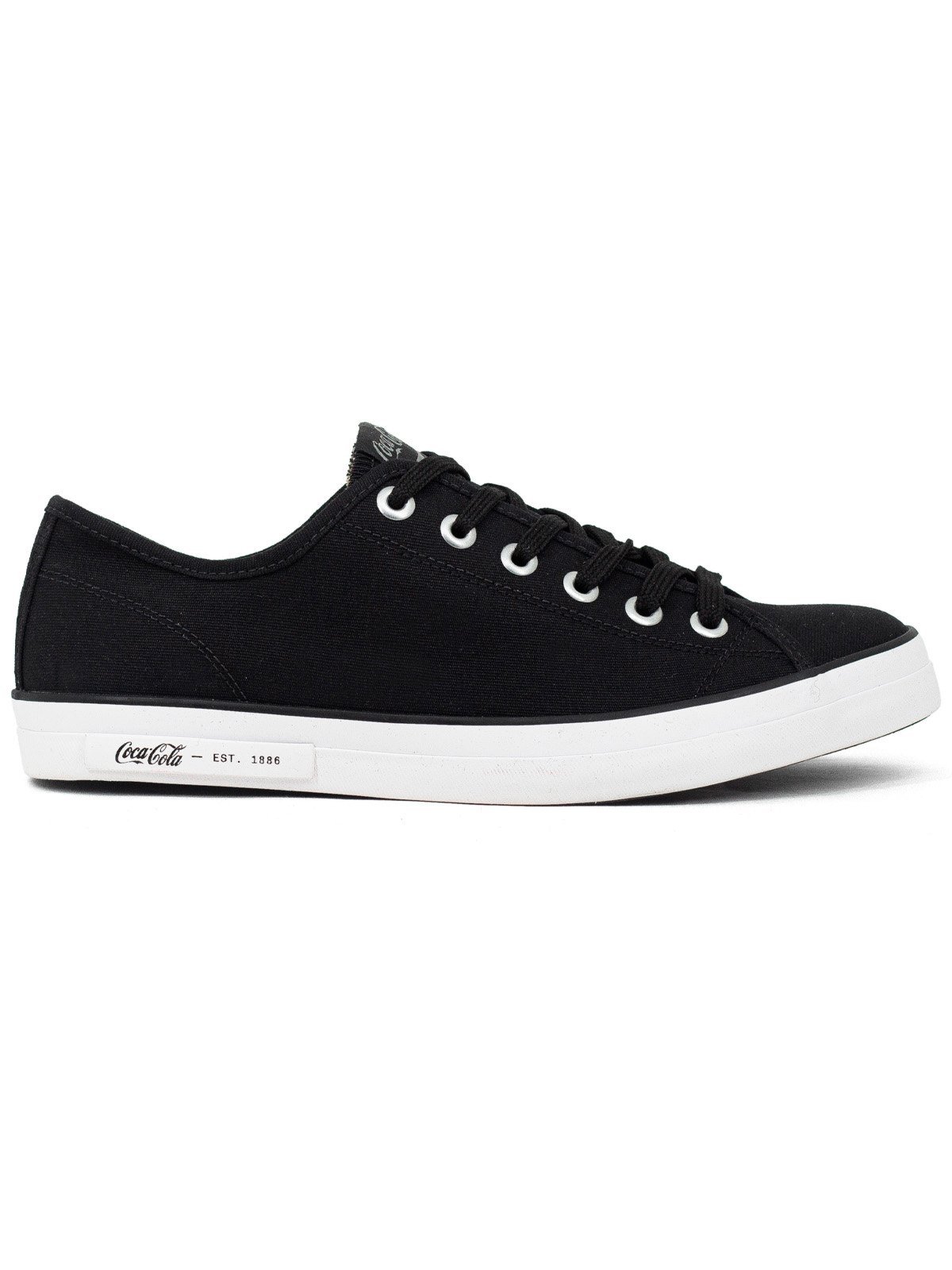 Tênis Masculino Coca Cola Casual Plaza Canvas Confortável Cadarço Preto