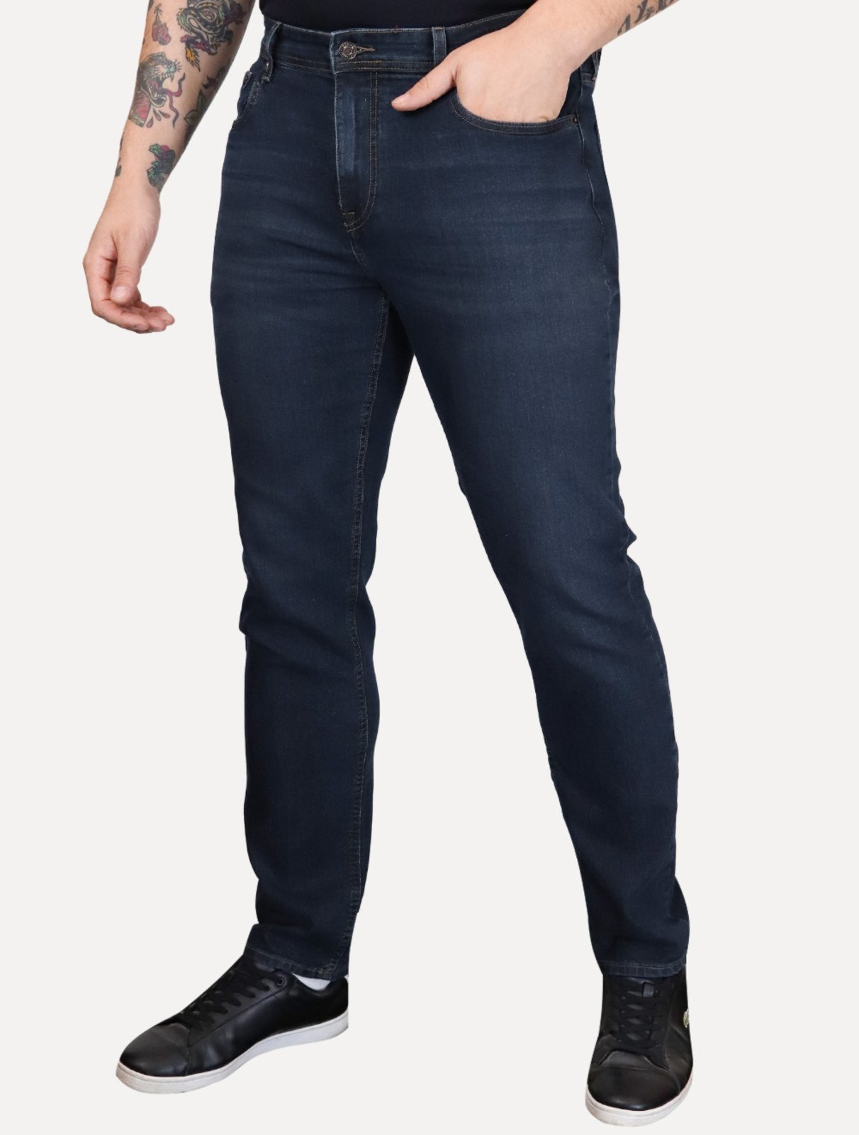 Calça Tommy Hilfiger Masculina Regular Line Cáqui Straight Denton Azul Marinho