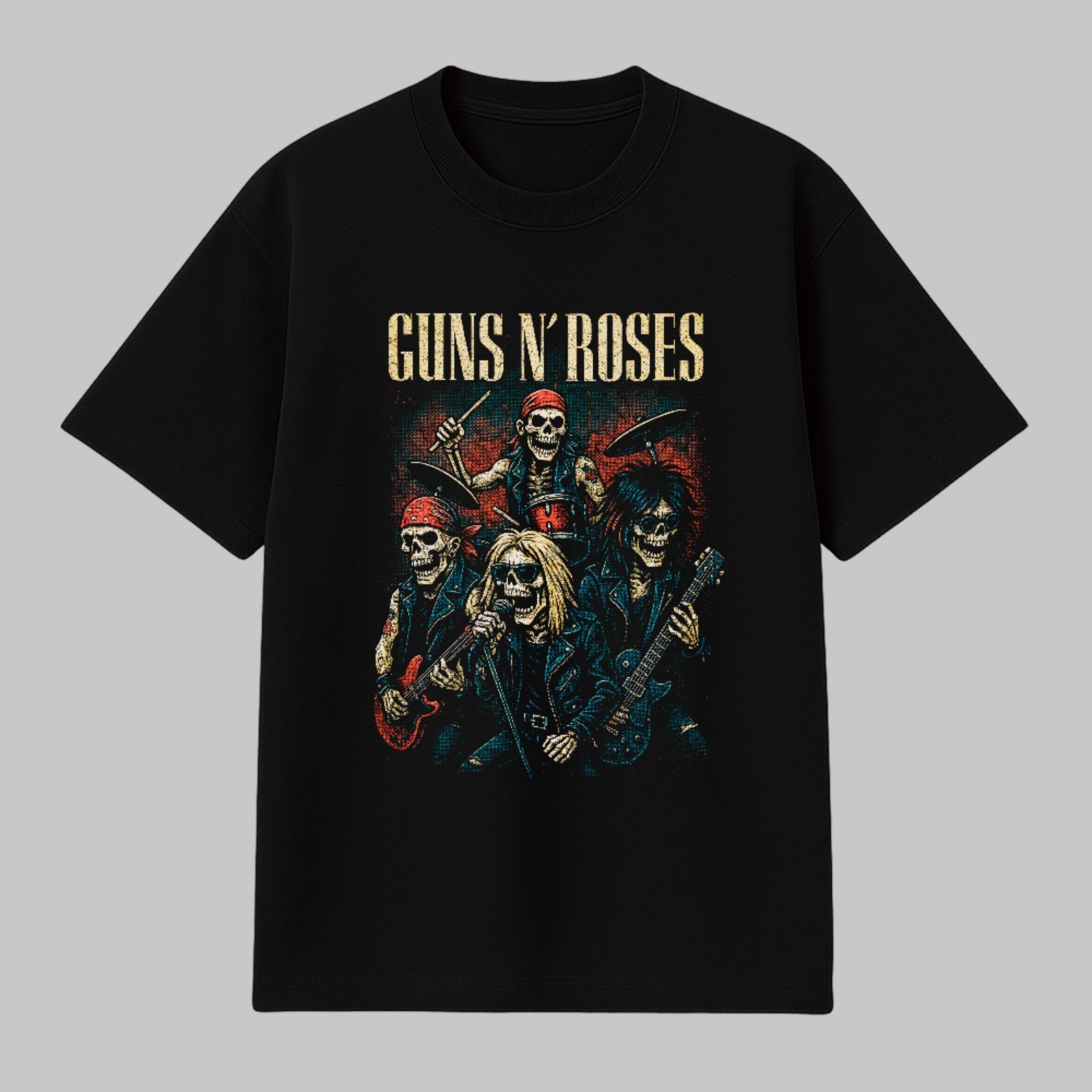 Camiseta Básica Rock Old School Autêntico Banda Guns N Roses Unissex Preto