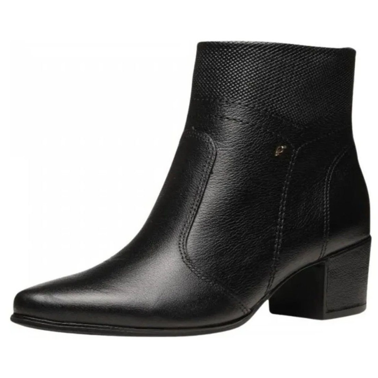 Bota Feminina Couro Elegante Confortavel Salto Baixo Pegada