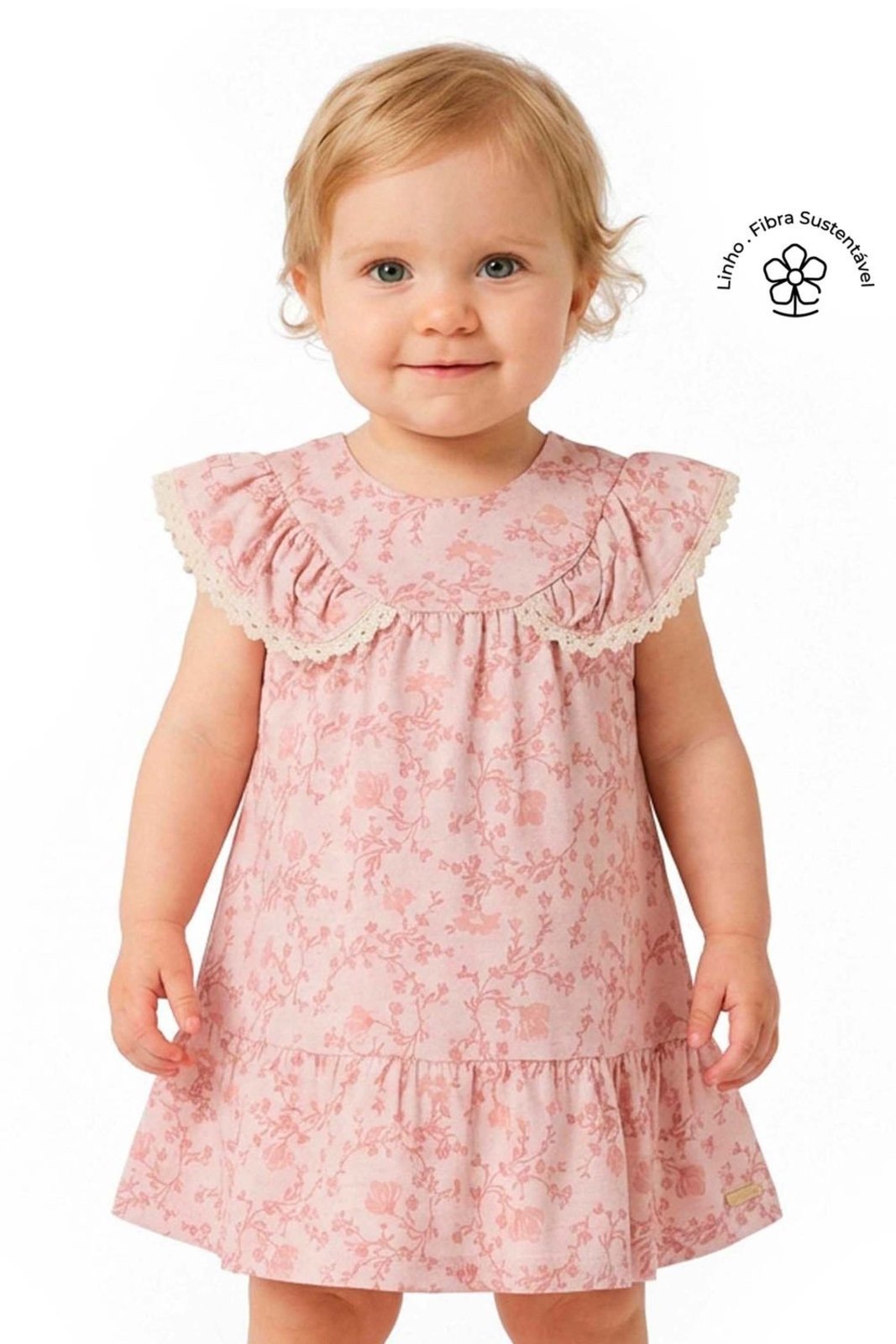 Infantil - Vestido Menina Floral Com Babados Colorittá Rosa